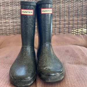 Hunter Kids Sparkle Black Rain Boots